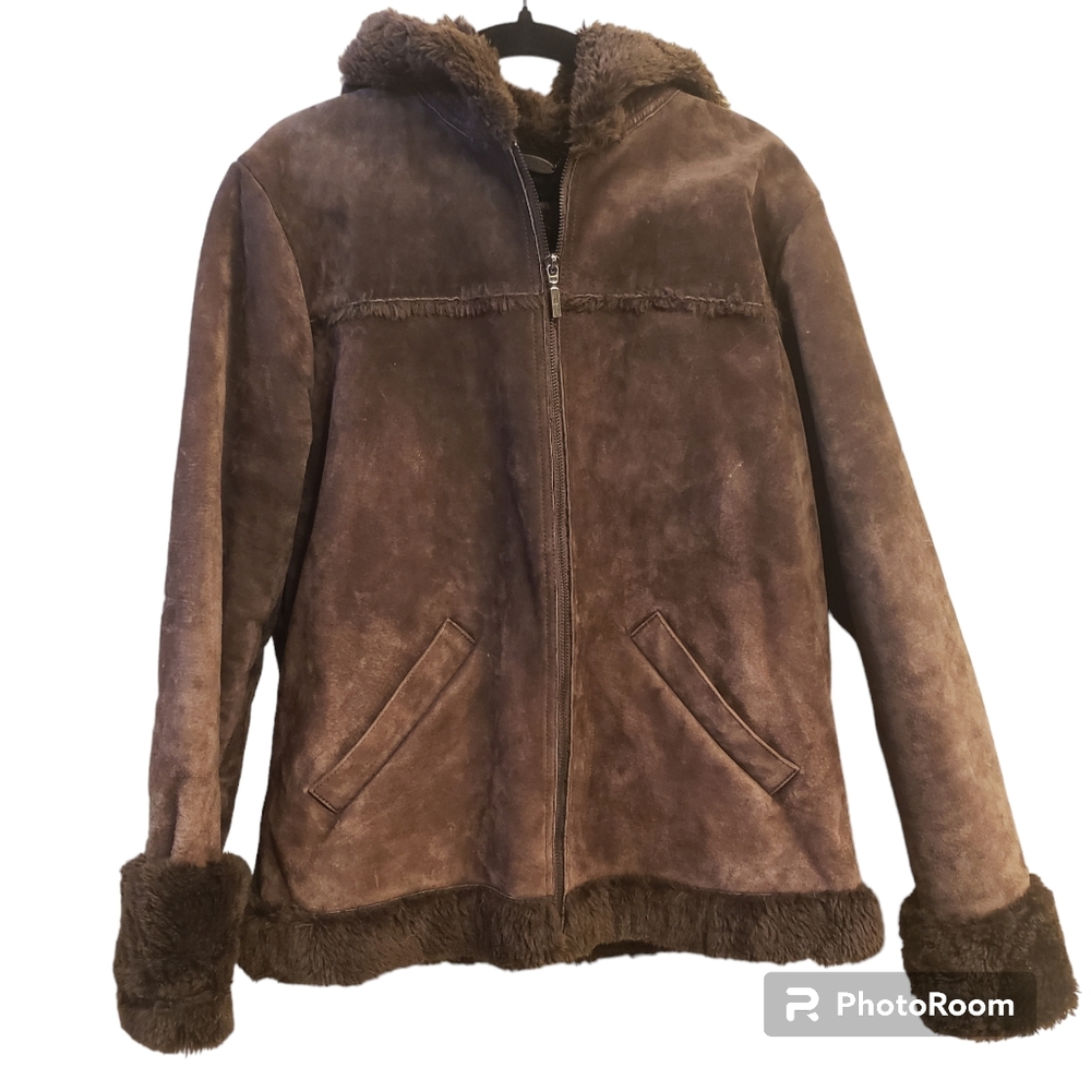 Suede Lebaz fine leather garments NY 100% genuine leather brown suede, women's…